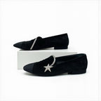 Chanel Flat Shoes Suede Fabric Black Opera Star Bijou Rhinestone — view 3