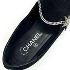 Chanel Flat Shoes Suede Fabric Black Opera Star Bijou Rhinestone — view 7