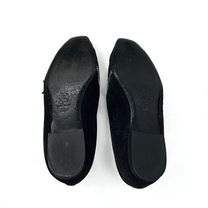 Chanel Flat Shoes Suede Fabric Black Opera Star Bijou Rhinestone — view 6