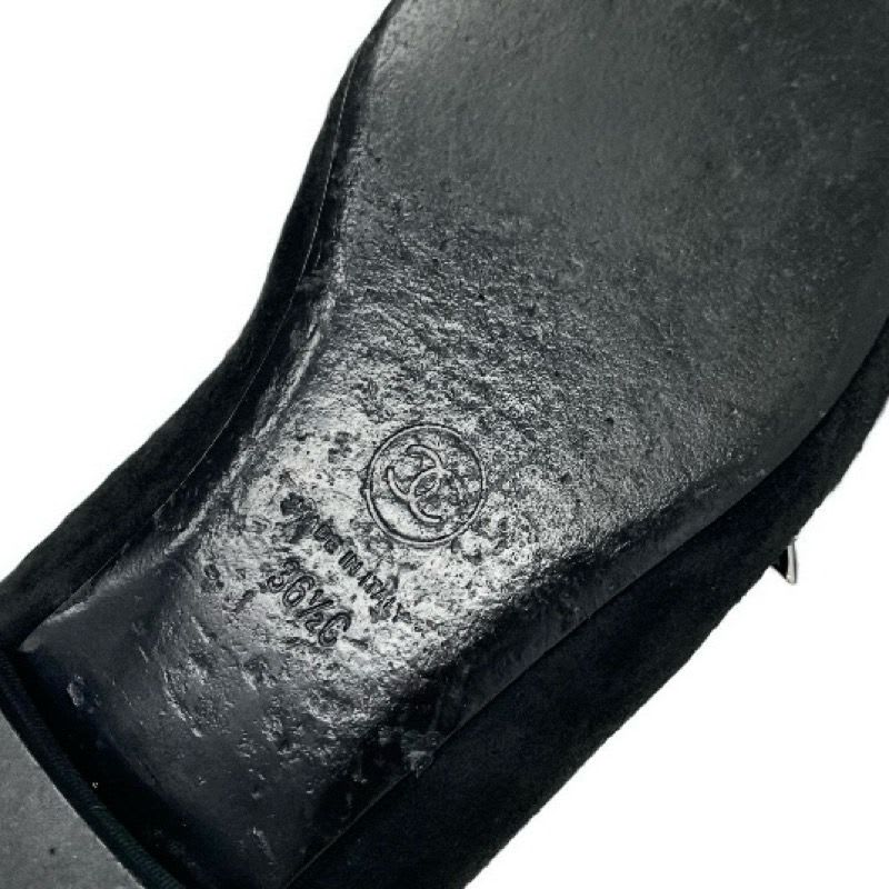 Chanel Flat Shoes Suede Fabric Black Opera Star Bijou Rhinestone — view 8