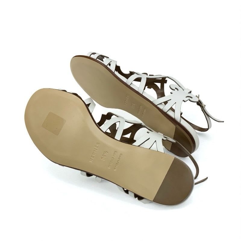 Hermes Sandals Shoes Leather White Guadalquivir Strap Flat — view 6