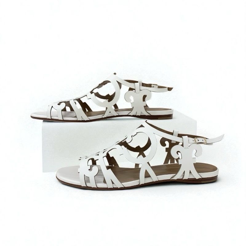 Hermes Sandals Shoes Leather White Guadalquivir Strap Flat — view 3