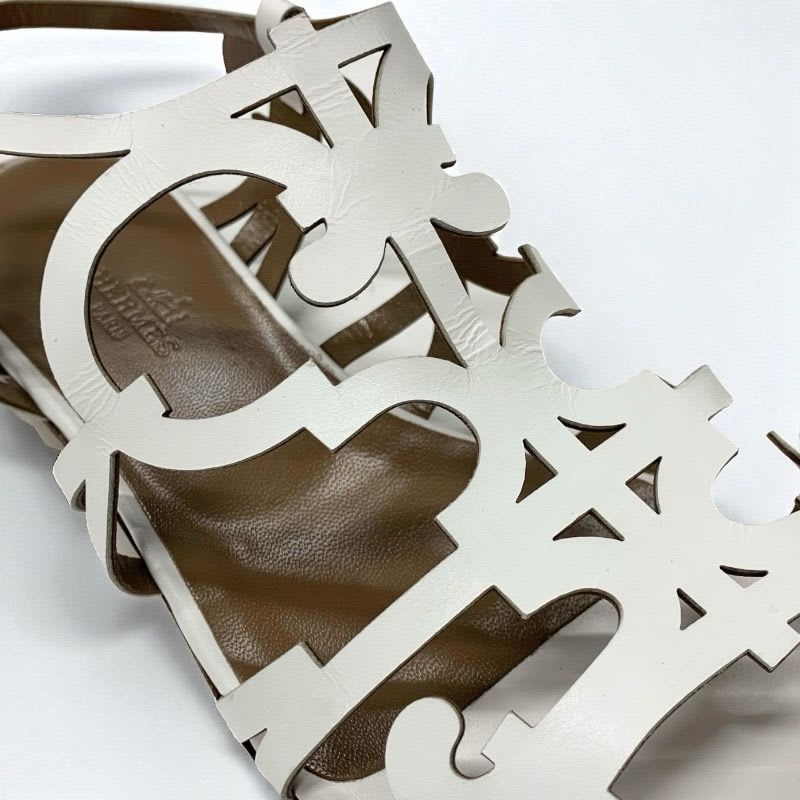 Hermes Sandals Shoes Leather White Guadalquivir Strap Flat — view 9