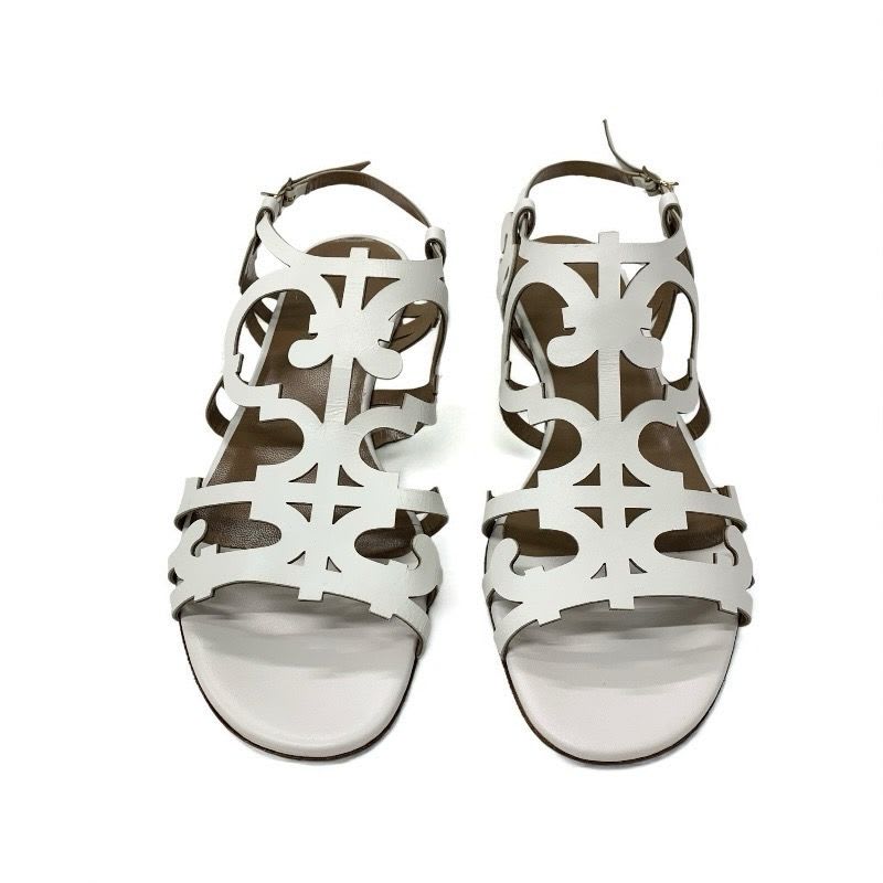 Hermes Sandals Shoes Leather White Guadalquivir Strap Flat — view 2