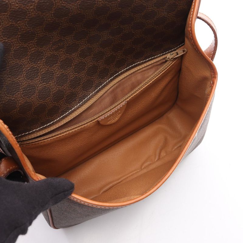 Celine Shoulder Bag Macadam Brown Leather — view 3