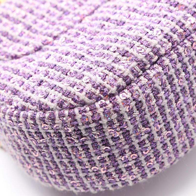 Chanel Shoulder Bag Quilted Top Handle Purple Fabric — view 9