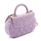 Chanel Shoulder Bag Quilted Top Handle Purple Fabric — view 2