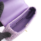 Chanel Shoulder Bag Quilted Top Handle Purple Fabric — view 3