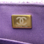 Chanel Shoulder Bag Quilted Top Handle Purple Fabric — view 5
