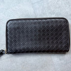 Bottega Veneta Round Zipper Long Wallet Intrecciato Dark Brown Leather Men — view 5