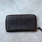 Bottega Veneta Round Zipper Long Wallet Intrecciato Dark Brown Leather Men — view 6