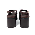 Chanel Sandals Shoes Leather Brown Black Quilted Sling Bag