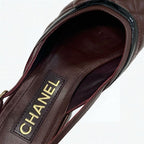 Chanel Sandals Shoes Leather Brown Black Quilted Sling Bag