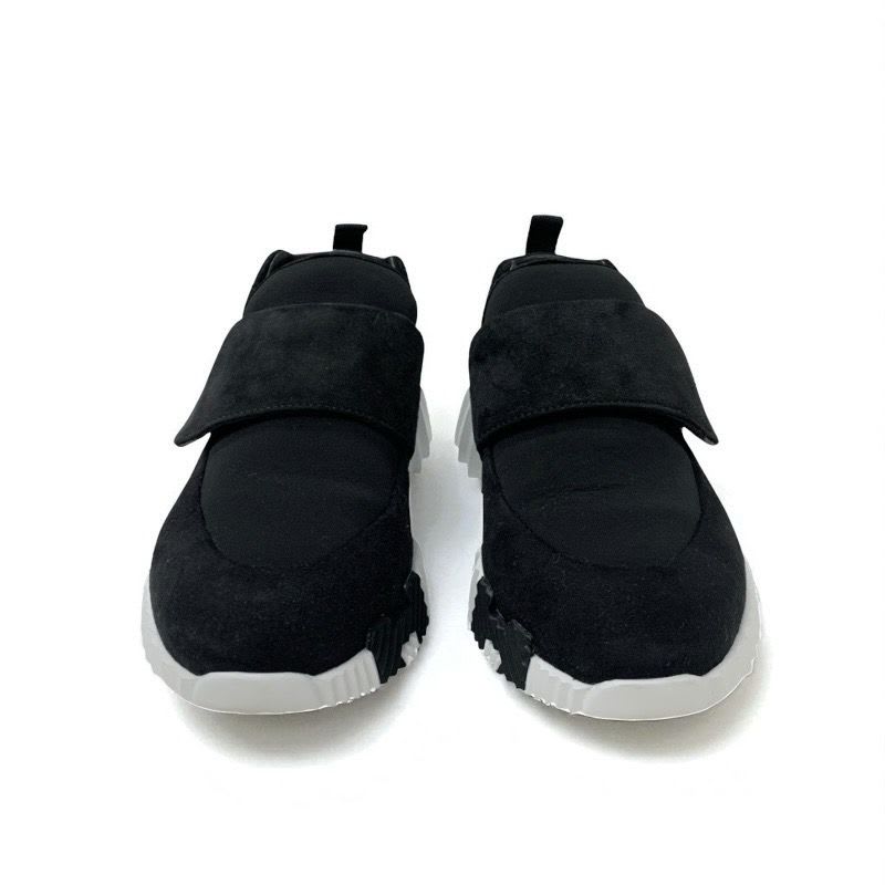 Hermes H Sneakers Shoes Suede Black Velcro — view 2