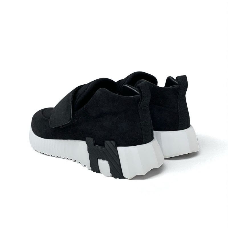 Hermes H Sneakers Shoes Suede Black Velcro — view 4