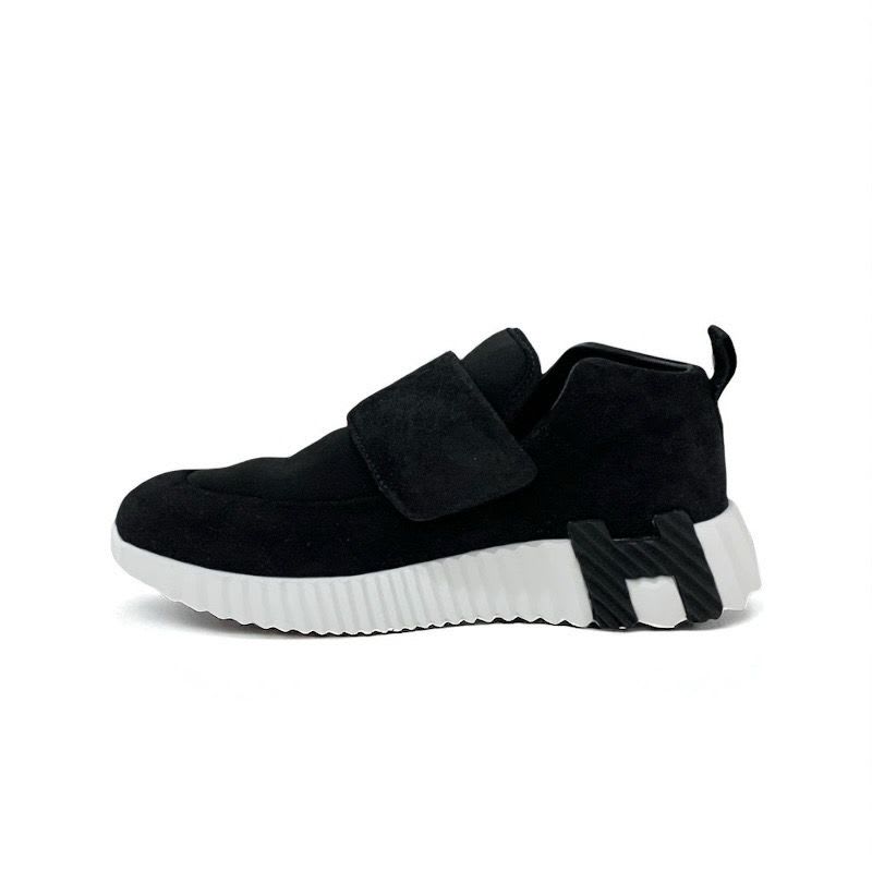 Hermes H Sneakers Shoes Suede Black Velcro — view 3