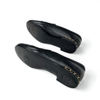 Chanel Loafer Leather Shoes Black Gold Coco Mark Chain Flat — view 6