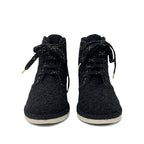 Chanel Boots Short Shoes Tweed Black Gold Coco Mark Lace Up — view 2