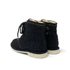 Chanel Boots Short Shoes Tweed Black Gold Coco Mark Lace Up — view 4