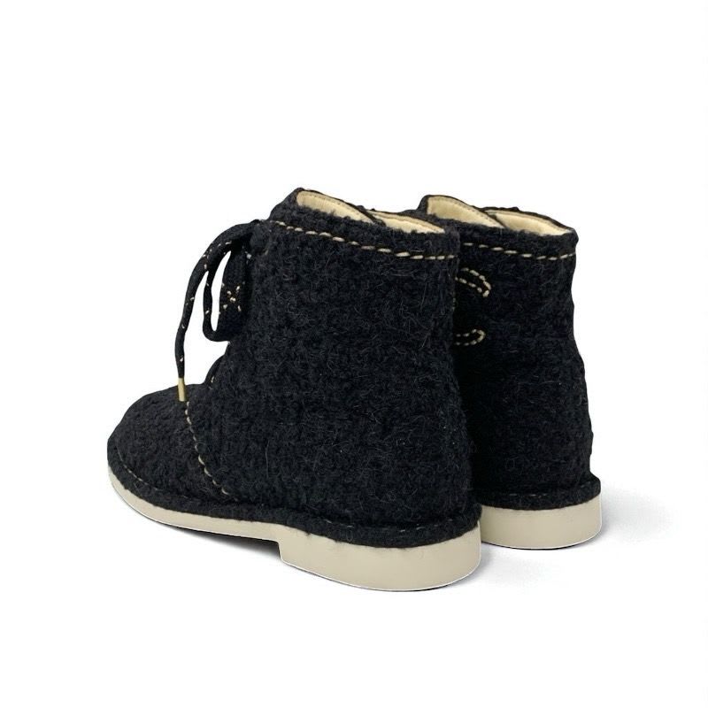 Chanel Boots Short Shoes Tweed Black Gold Coco Mark Lace Up — view 4