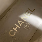 Chanel Boots Short Shoes Tweed Black Gold Coco Mark Lace Up — view 7