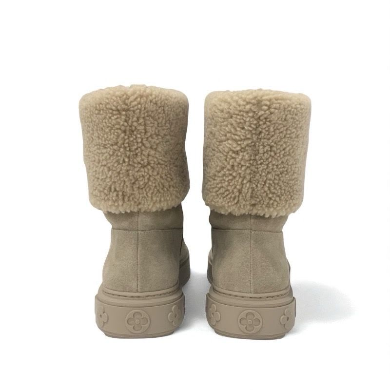 Louis Vuitton Snowdrop Line Monogram Boots Short Shoes Suede Mouton Beige — view 5