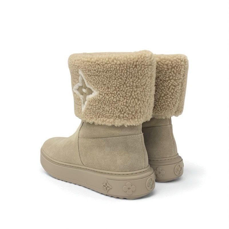 Louis Vuitton Snowdrop Line Monogram Boots Short Shoes Suede Mouton Beige — view 4