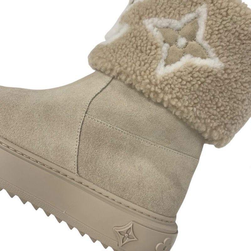 Louis Vuitton Snowdrop Line Monogram Boots Short Shoes Suede Mouton Beige — view 9