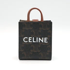 Celine Charm Brown White Gold Triomphe Canvas Logo Micro Vertical Cabas — view 2