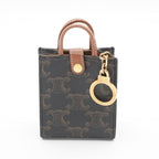 Celine Charm Brown White Gold Triomphe Canvas Logo Micro Vertical Cabas — view 3