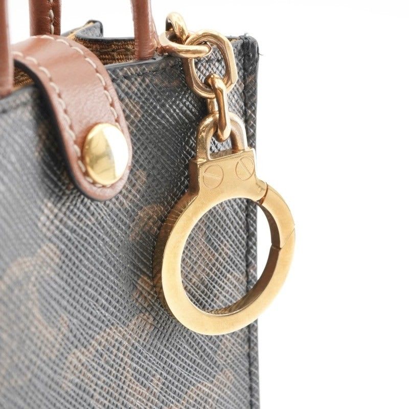 Celine Charm Brown White Gold Triomphe Canvas Logo Micro Vertical Cabas — view 5