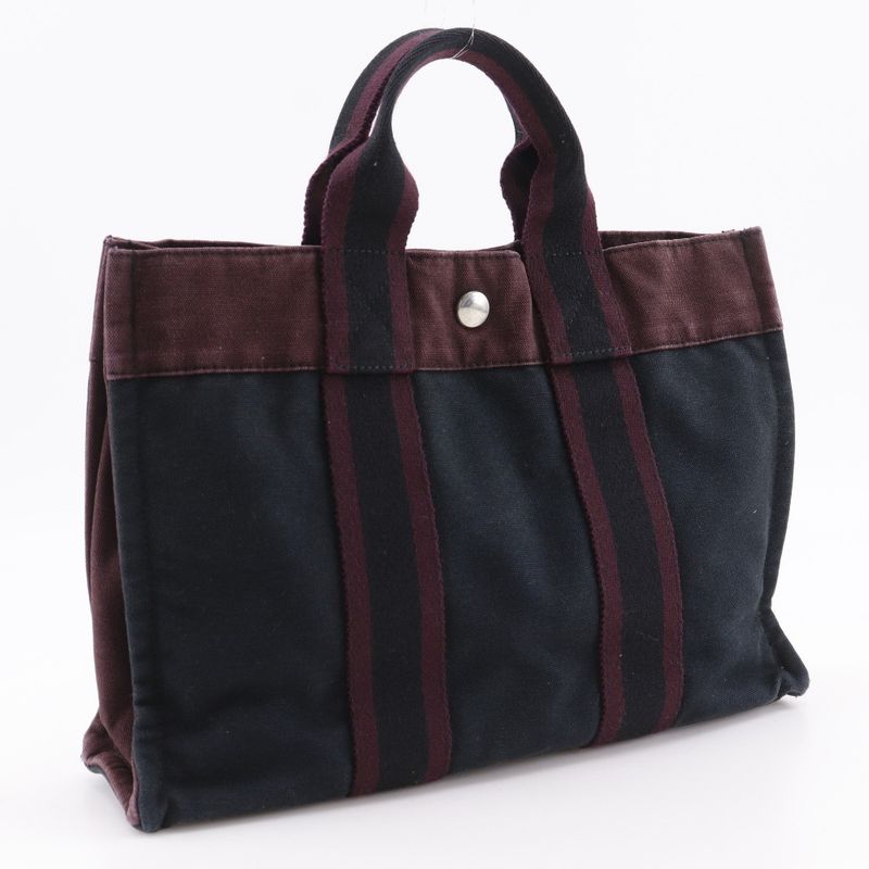 Hermes Fourre Tout PM Cotton Black Red Handbag — view 3