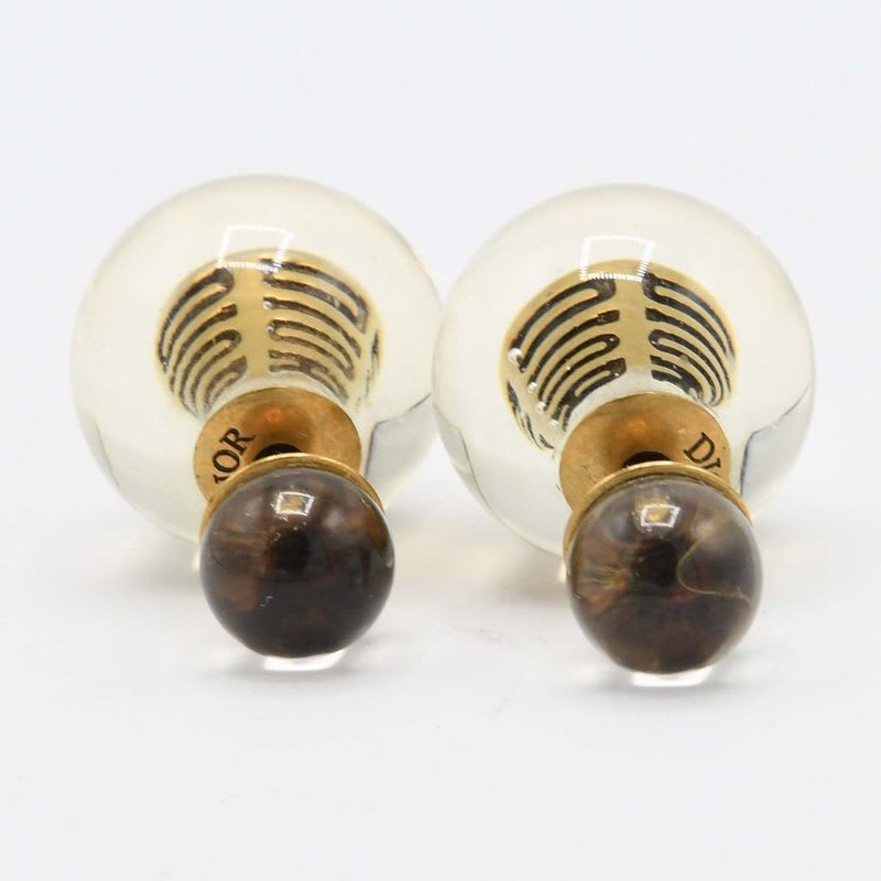 Christian Dior Clear Tribal Earrings With Gold Color Box M4420 — view 4