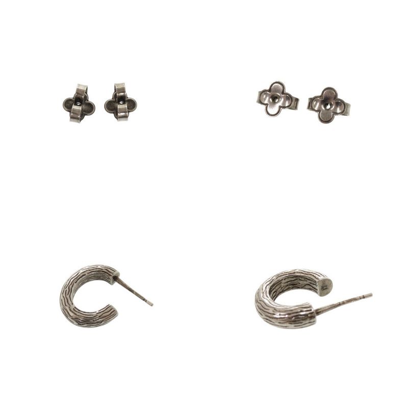 Louis Vuitton Bookle Wood Mp2783 Metal Silver Earrings 0667 — view 9
