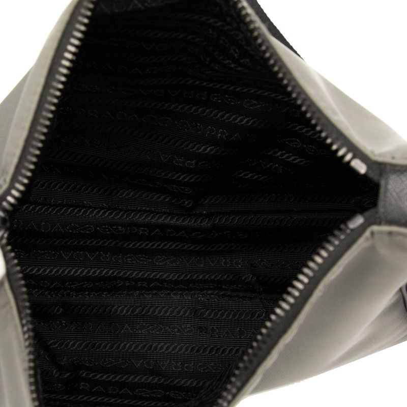 Prada Triangle Logo Plate 2 Vh113 Grey Black Nylon Leather — view 4