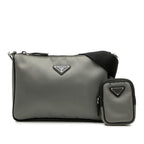 Prada Triangle Logo Plate 2 Vh113 Grey Black Nylon Leather — view 7