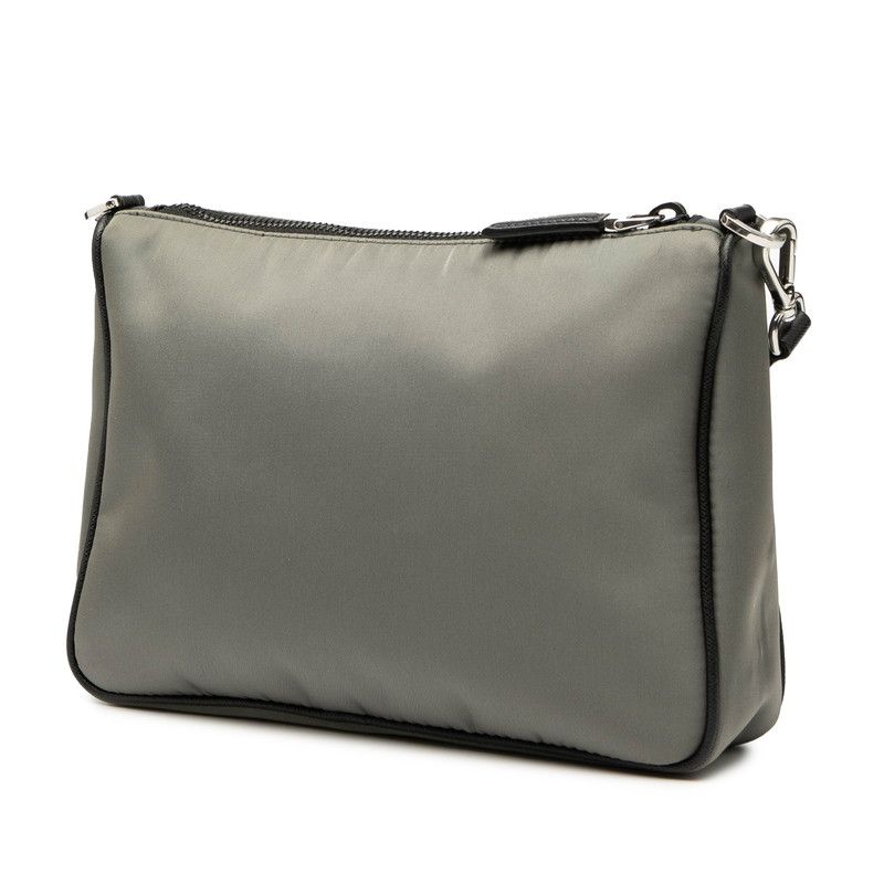 Prada Triangle Logo Plate 2 Vh113 Grey Black Nylon Leather — view 2