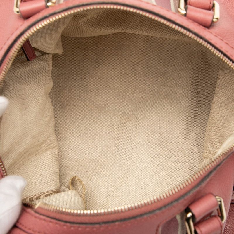 Gucci Sherry Line Mini Boston Bag Shoulder 2way Pink Canvas Leather — view 4