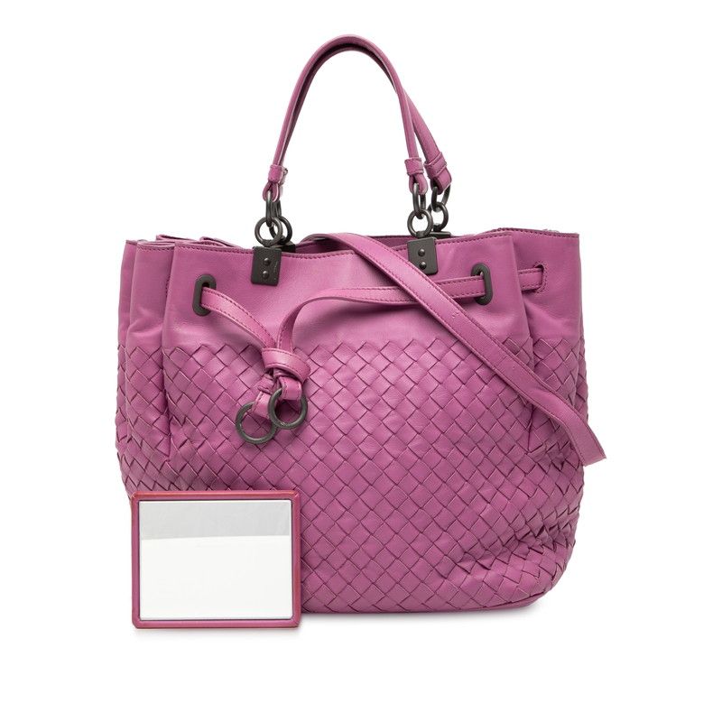 Bottega Veneta Intrecciato Shoulder Bag 2-Way Purple Leather — view 7