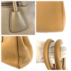 Prada Saffiano Beige Gold Hardware Leather Shoulder Bag 2-Way — view 6