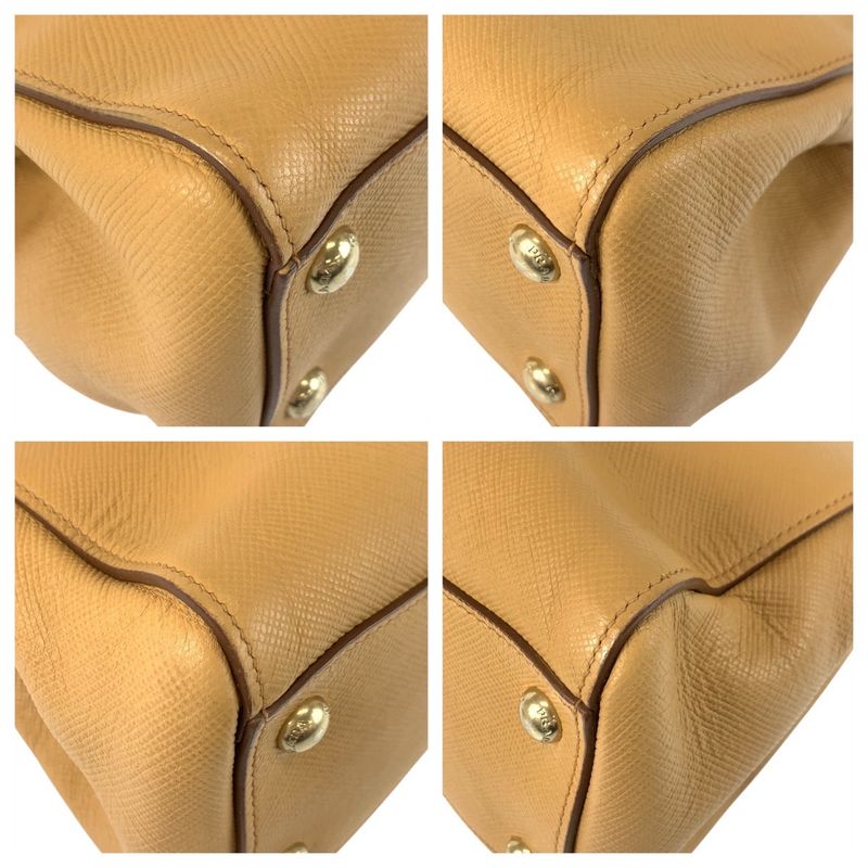 Prada Saffiano Beige Gold Hardware Leather Shoulder Bag 2-Way — view 3