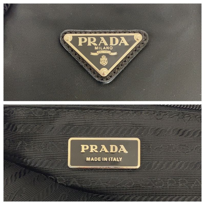 Prada Tessuto Triangle Logo Plate Black Silver Hardware Nylon Tote Bag — view 6