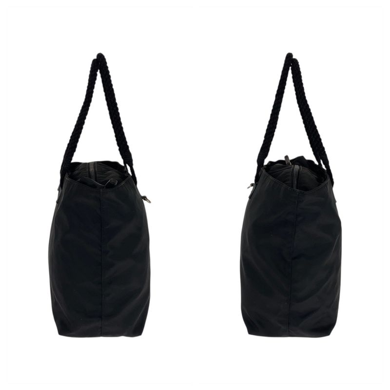 Prada Tessuto Triangle Logo Plate Black Silver Hardware Nylon Tote Bag — view 8