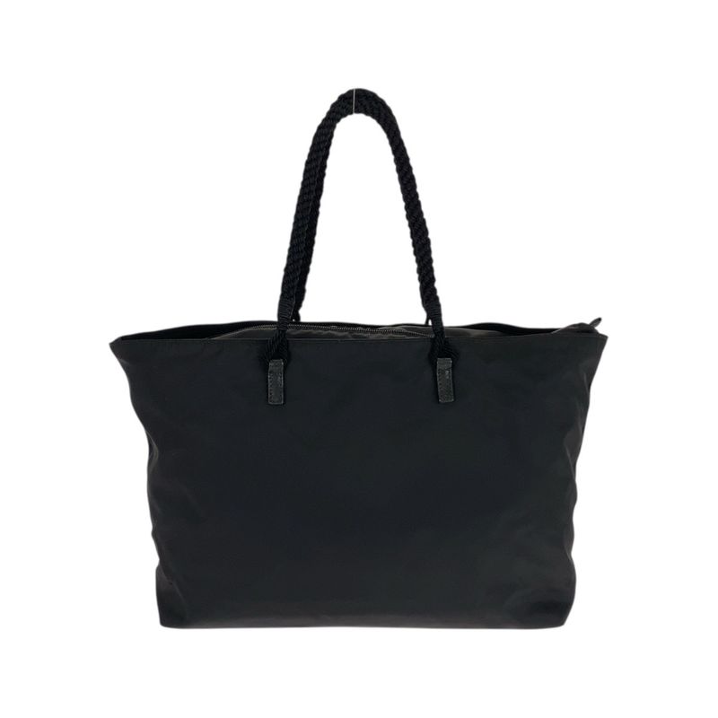 Prada Tessuto Triangle Logo Plate Black Silver Hardware Nylon Tote Bag — view 2