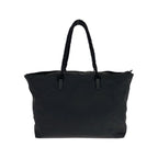 Prada Tessuto Triangle Logo Plate Black Silver Hardware Nylon Tote Bag — view 2