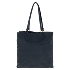 Prada Tessuto Triangle Logo Plate Black Gold Hardware Nylon Leather Tote Bag — view 2