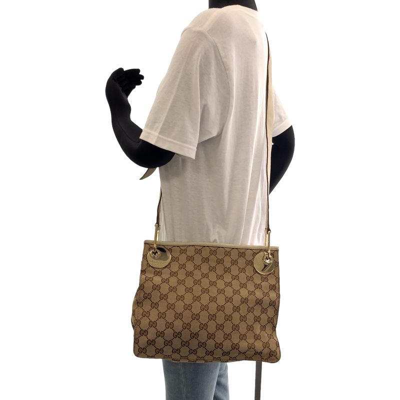 Gucci Brown Beige Gold Hardware GG Canvas Shoulder Bag Crossbody — view 7