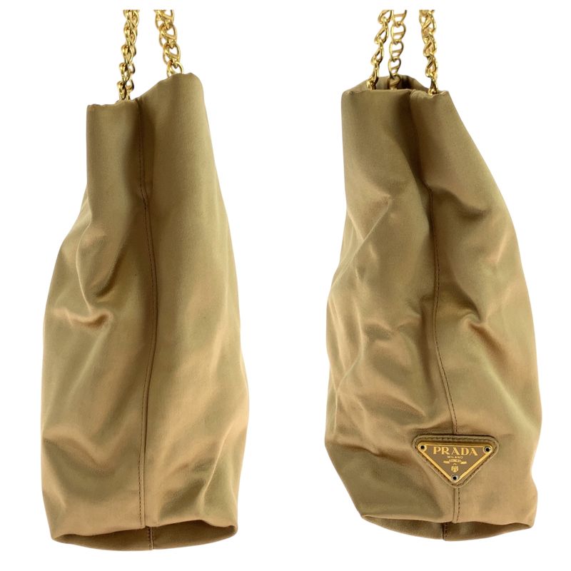Prada Gold Hardware Satin Chain Tote Handbag — view 8