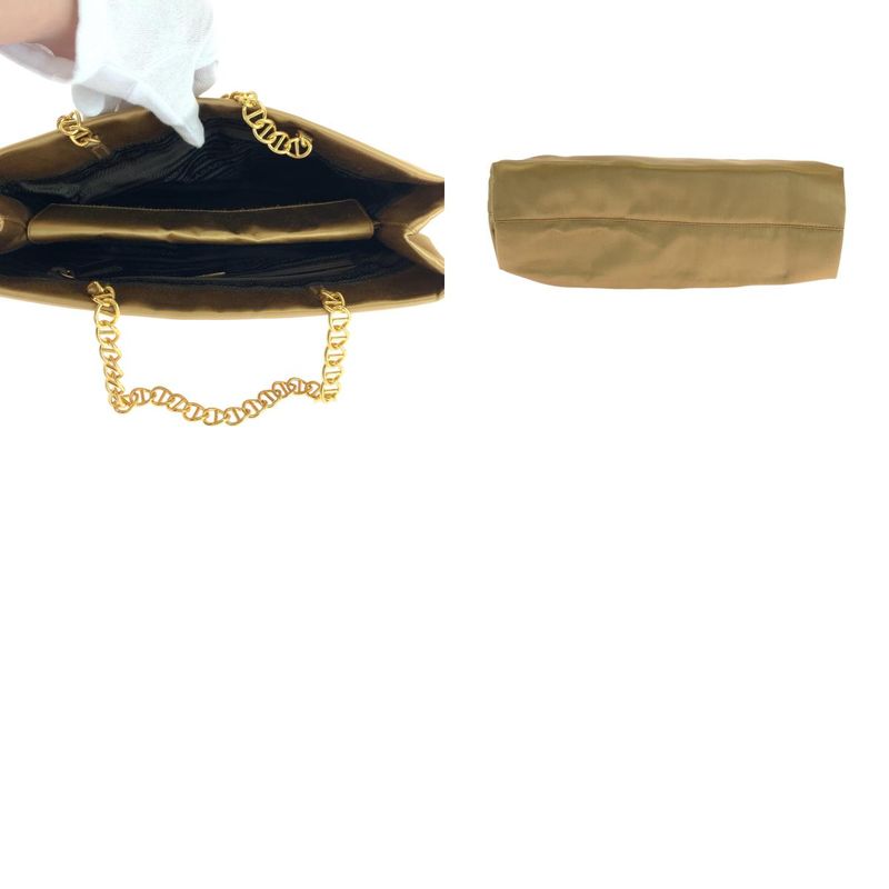 Prada Gold Hardware Satin Chain Tote Handbag — view 9