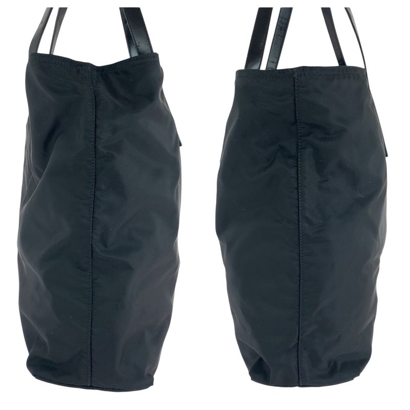 Prada Tessuto Triangle Logo Plate Black Silver Hardware Nylon Tote Bag — view 8